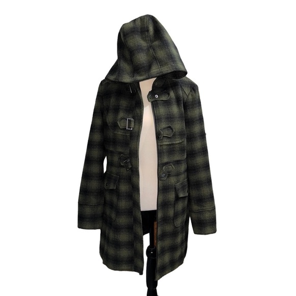 Steve Madden (EUC) Wool Blend Hooded Duffel Coat, Fully Lined Size Large - Picture 3 of 15